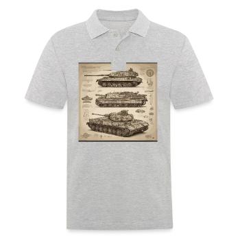 Bauplan / Sepia / Vintage / Retro / Roboter - Männer Poloshirt - Grau meliert - Vorne - Kai (181cm)