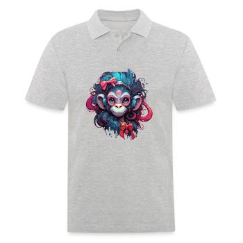 Cute Monkey / Monkey Girl / Cute / Hair Bow - Men's Polo Shirt - heather grey - Front - Kai (181cm)