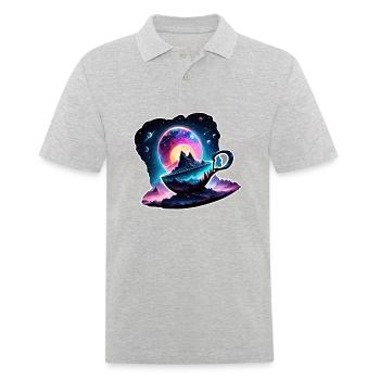 Silhouette / Forêt / Portrait / Arbres / Mug - Polo Homme - gris chiné - Devant - Kai (181cm)