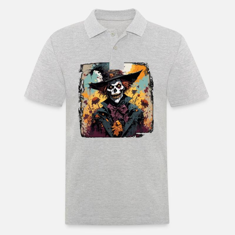 Vogelscheuche / Erntehelfer / Maisfeld / Feld - Männer Poloshirt - Grau meliert