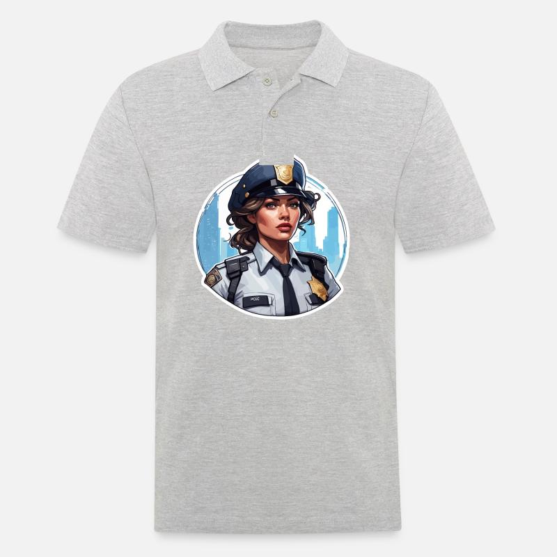 Polizei / Einsatz / Beruf / Job / Einsatzkräfte - Männer Poloshirt - Grau meliert
