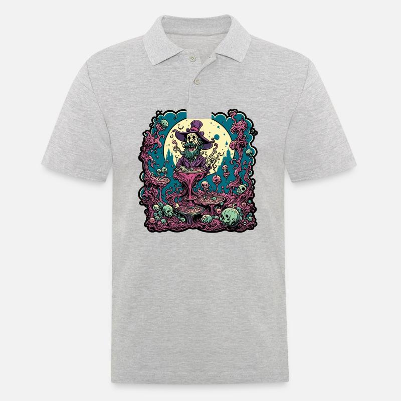 Psychedelic / Halluzination / Magie / Zauberer - Männer Poloshirt - Grau meliert