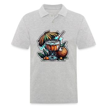 Cocktail / Bar / Mixage / Boisson / Exotique / Club - Polo Homme - gris chiné - Devant - Kai (181cm)