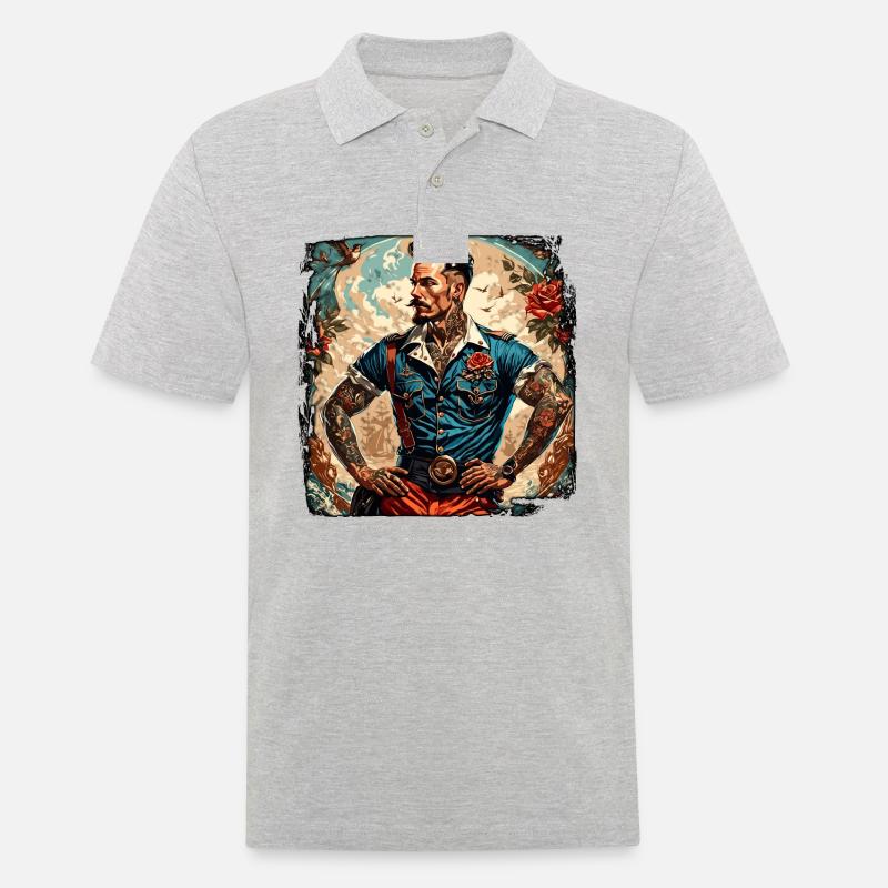 Matrose / Schiffsbesatzung / Decksmann / Anker - Männer Poloshirt - Grau meliert