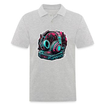 Kopfhörer / Audio / Musik / Klang / cool - Männer Poloshirt - Grau meliert - Vorne - Kai (181cm)