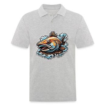 Fisch / Tier / Aquarium / Wasser / Teich / See - Männer Poloshirt - Grau meliert - Vorne - Kai (181cm)
