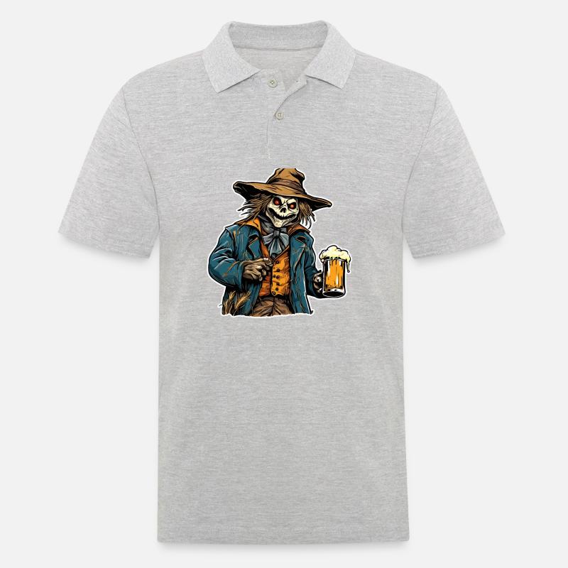 Vogelscheuche / Erntehelfer / Maisfeld / Feld - Männer Poloshirt - Grau meliert