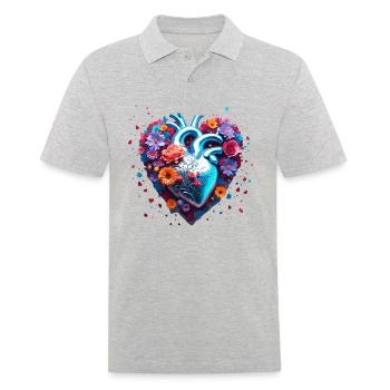 Heart / Mother's Day / Love / Holidays / Love - Men's Polo Shirt - heather grey - Front - Kai (181cm)