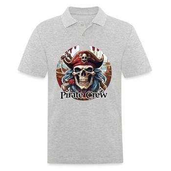 Piratin / Ahoi / Anker / Kapitän / Totenkopf / Rum - Männer Poloshirt - Grau meliert - Vorne - Kai (181cm)