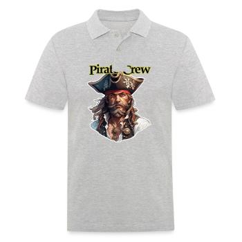 Pirat / Ahoi / Anker / Kapitän / Totenkopf / Rum - Männer Poloshirt - Grau meliert - Vorne - Kai (181cm)
