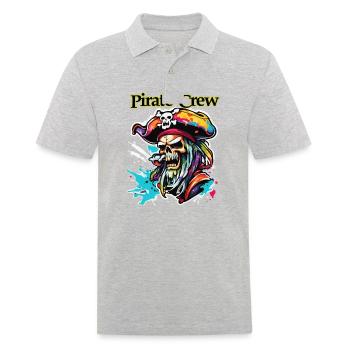 Pirat / Ahoi / Anker / Kapitän / Totenkopf / Rum - Männer Poloshirt - Grau meliert - Vorne - Kai (181cm)