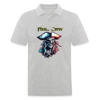 Pirat / Ahoi / Anker / Kapitän / Totenkopf / Rum - Männer Poloshirt - Grau meliert - Vorne - Kai (181cm)