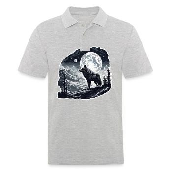 Wolf / Pack / Forest / Wild / Wildlife / Howl - Men's Polo Shirt - heather grey - Front - Kai (181cm)