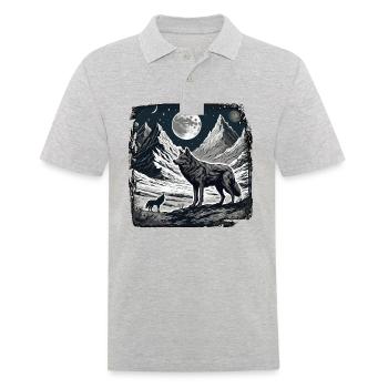 Wolf / Pack / Forest / Wild / Wildlife / Howl - Men's Polo Shirt - heather grey - Front - Kai (181cm)
