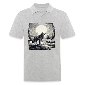 Wolf / Pack / Forest / Wild / Wildlife / Howl - Men's Polo Shirt - heather grey - Front - Kai (181cm)