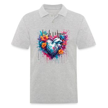 Heart / Mother's Day / Love / Holidays / Love - Men's Polo Shirt - heather grey - Front - Kai (181cm)