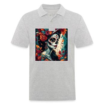 La Catrina/ Tattoo / Mexico / Skull / Skull - Men's Polo Shirt - heather grey - Front - Kai (181cm)