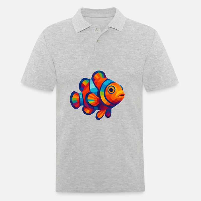 WPAP Polygon Stil Tiere - Clownfisch - Männer Poloshirt - Grau meliert