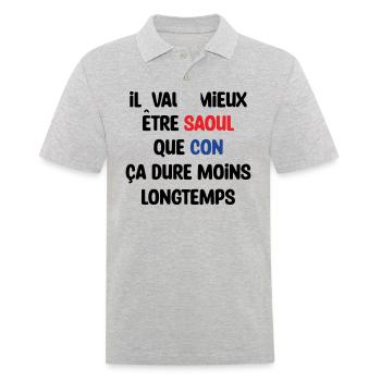 Il vaut mieux être saoul que con / Humour - Polo Homme - gris chiné - Devant - Kai (181cm)