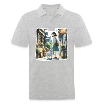 Anime / Comic / Japanisch / Zeichentrick / Cartoon - Männer Poloshirt - Grau meliert - Vorne - Kai (181cm)
