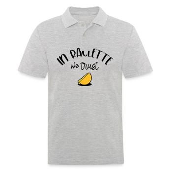 In Raclette We Trust - Männer Poloshirt - Grau meliert - Vorne - Kai (181cm)