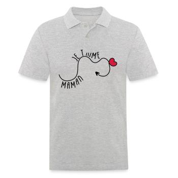 Maman Je t'aime - Polo Homme - gris chiné - Devant - Kai (181cm)