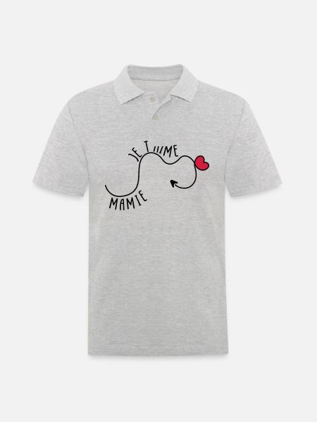 Mamie je t'aime ! - Polo Homme - gris chiné