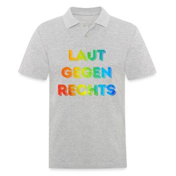Laut gegen rechts Nr 08 - Männer Poloshirt - Grau meliert - Vorne - Kai (181cm)