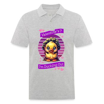 Whimsical Cartoon Duck Behind Tree Celebrating - Men's Polo Shirt - heather grey - Front - Kai (181cm)