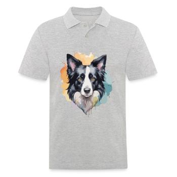 Border Collie Chien Cool Coloré - Polo Homme - gris chiné - Devant - Kai (181cm)
