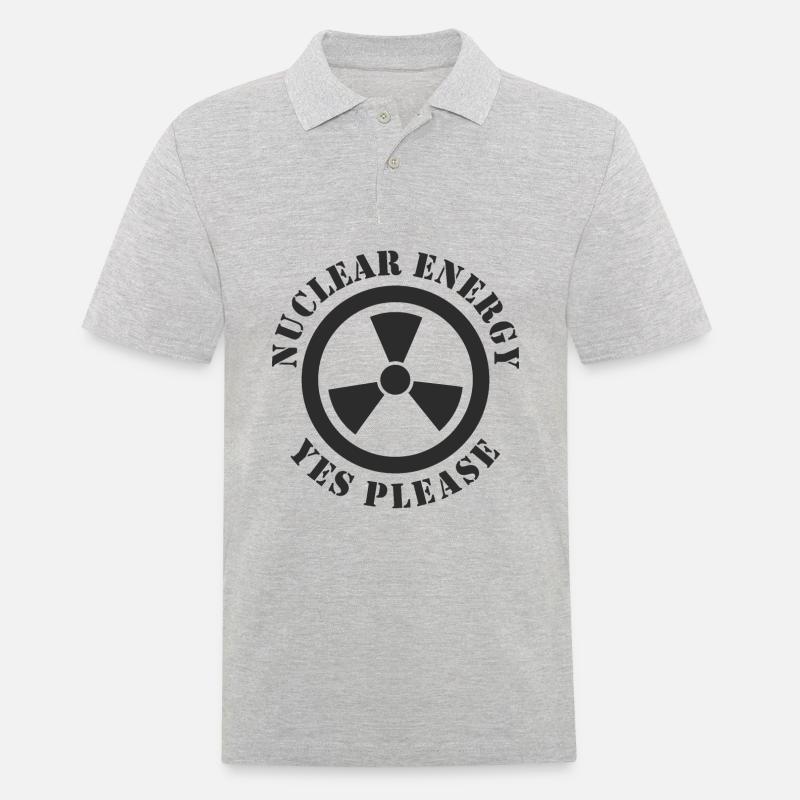 Kernenergie, Ja bitte, Atomkraft - Männer Poloshirt - Grau meliert