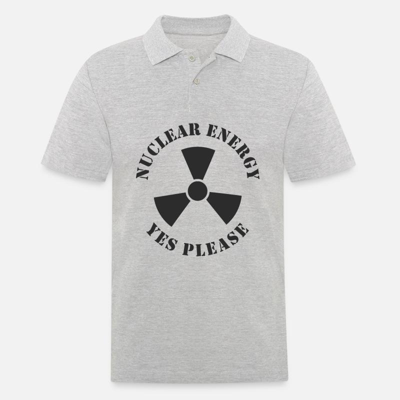 Kernenergie, Ja bitte, Atomkraft - Männer Poloshirt - Grau meliert