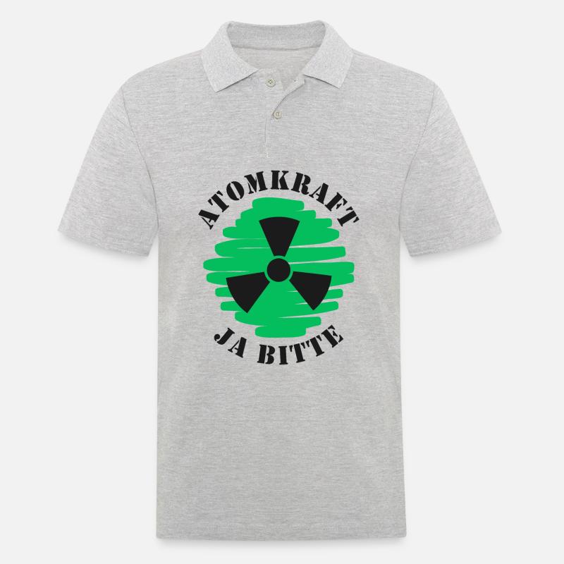 Atomkraft, Ja bitte, Kernenergie - Männer Poloshirt - Grau meliert