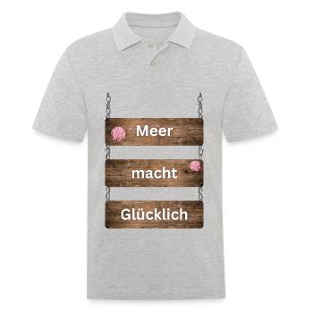 Meer macht Glücklich Geschenkidee - Männer Poloshirt - Grau meliert - Vorne - Kai (181cm)