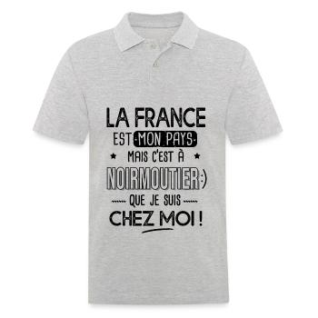 Noirmoutier c est chez moi Cadeau île noirmoutier - Polo Homme - gris chiné - Devant - Kai (181cm)