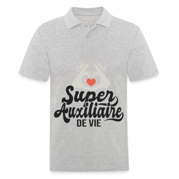 Super auxiliaire de vie cadeau aide sociale - Polo Homme - gris chiné - Devant - Kai (181cm)