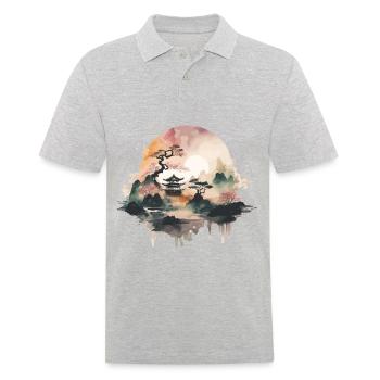 Temple de l’aquarelle - Polo Homme - gris chiné - Devant - Kai (181cm)
