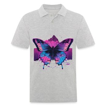 Vaporwave Ästhetischer Schmetterling - Männer Poloshirt - Grau meliert - Vorne - Kai (181cm)