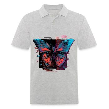 Schmetterling leuchtet orange - Männer Poloshirt - Grau meliert - Vorne - Kai (181cm)
