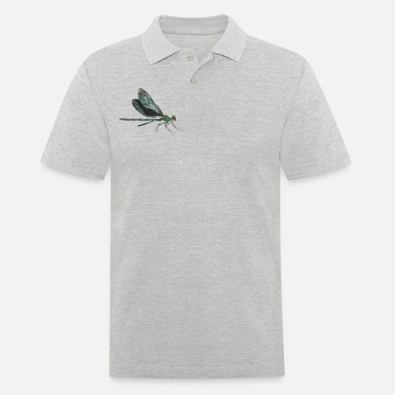 Libelle dragonfly - Männer Poloshirt - Grau meliert
