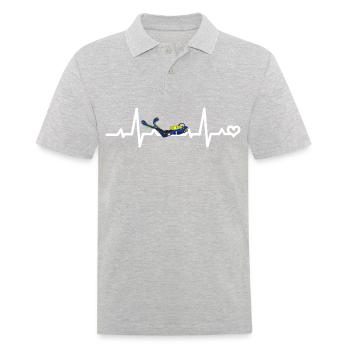 Plongeur Plongée Heartbeat ECG Heart Line Heart - Polo Homme - gris chiné - Devant - Kai (181cm)