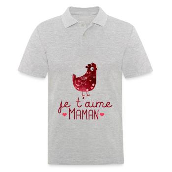 je t aime maman fête des mères cadeau maman - Polo Homme - gris chiné - Devant - Kai (181cm)