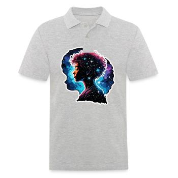 Silhouette / Wald / Porträt / Bäume / Person - Männer Poloshirt - Grau meliert - Vorne - Kai (181cm)