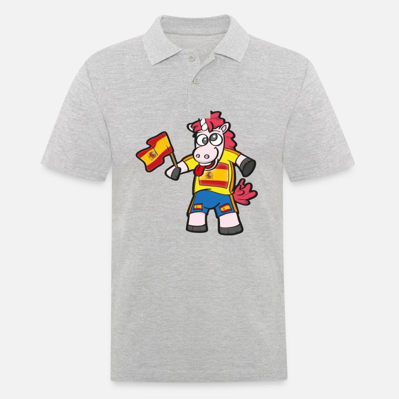 Spanisches Crazy Einhorn - Männer Poloshirt - Grau meliert
