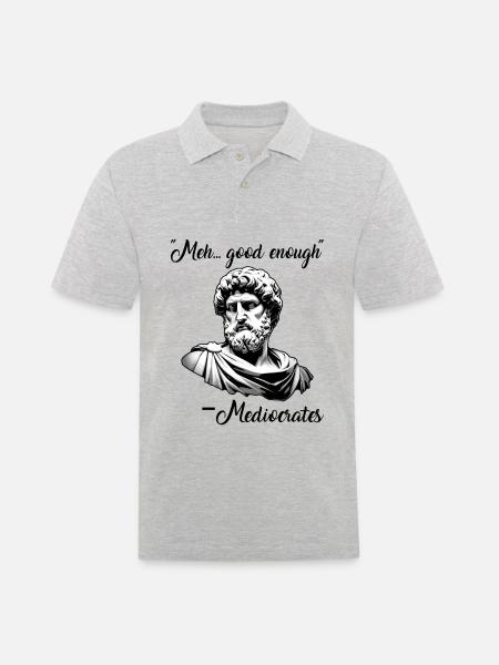 Greek philosophy meh good enough mediocrates - Men's Polo Shirt - heather grey