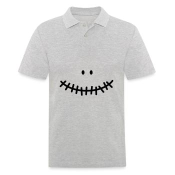 Fermeture éclair. Bouche fermée cousue, fête d’Halloween - Polo Homme - gris chiné - Devant - Kai (181cm)