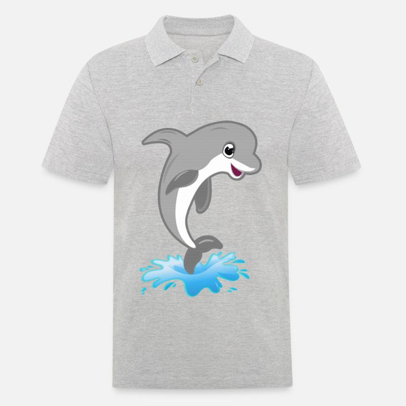 Springender süßer Delfin - Männer Poloshirt - Grau meliert