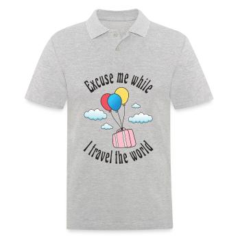 Excusez-moi pendant que je voyage à travers le monde - Polo Homme - gris chiné - Devant - Kai (181cm)