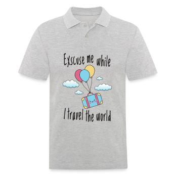Excusez-moi pendant que je voyage à travers le monde - Polo Homme - gris chiné - Devant - Kai (181cm)