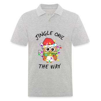 Jingle Owl the way, Funny Santa Owl - Men's Polo Shirt - heather grey - Front - Kai (181cm)